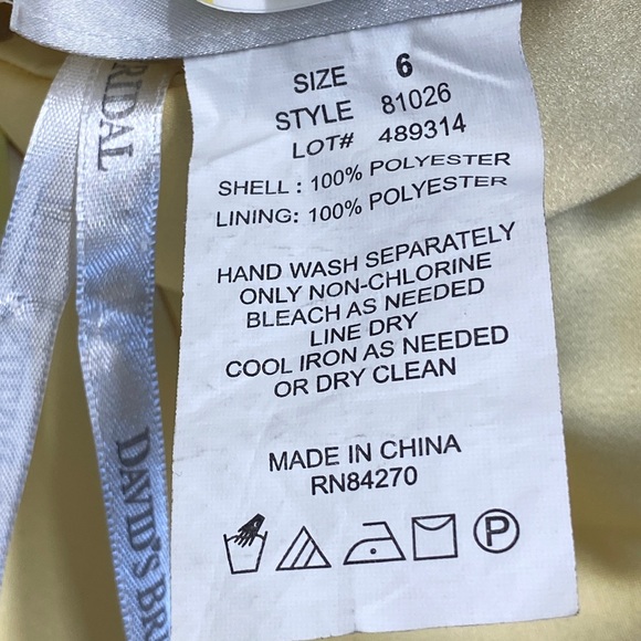 Davids Bridal Yellow Strapless Formal Gown Style #81026 Size 6 - Picture 9 of 11